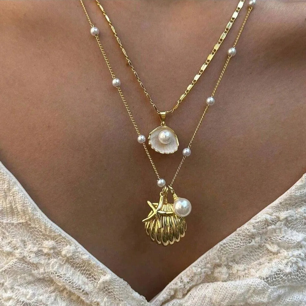 Sea Glass Golden Necklace